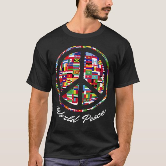 世界の平和のシンボル 国旗 国際 Tシャツ (正面)