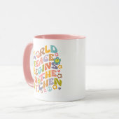 世界の平和はキッチンで始まる、花のレトロ マグカップ (正面左)