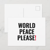 世界の平和は白い黒の赤の戦争の抗議を願う ポストカード (正面/裏面)