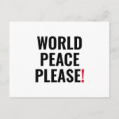世界の平和は白い黒の赤の戦争の抗議を願う ポストカード (正面)