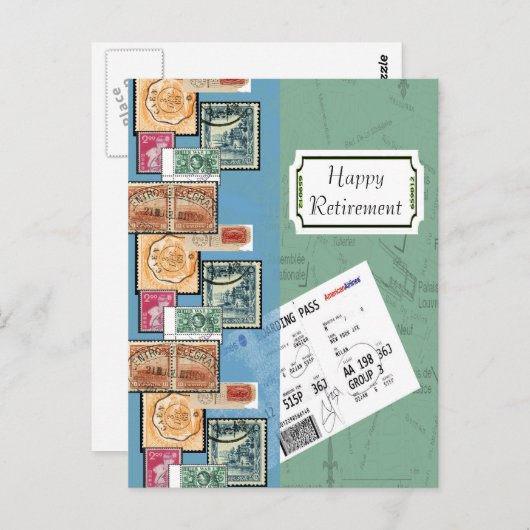 世界の幸福な退職切手 ポストカード (正面/裏面)