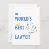 世界の弁護士最高の。同僚ギフトアイディア。弁護士 ポストカード (正面/裏面)