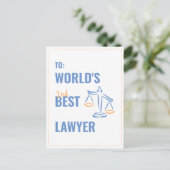 世界の弁護士最高の。同僚ギフトアイディア。弁護士 ポストカード (スタンド正面)