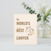 世界の弁護士最高の。同僚ギフトアイディア。弁護士 ポストカード (スタンド正面)