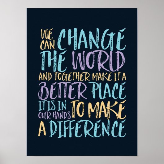 世界の引用文を変えることができる感動的 ポスター (正面)