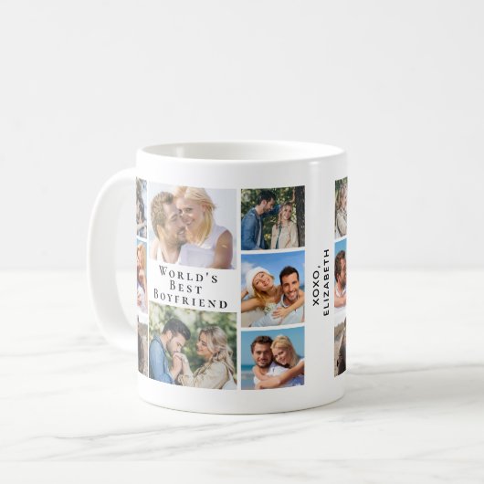 世界の彼氏最高の写真コラージュ コーヒーマグカップ (正面左)