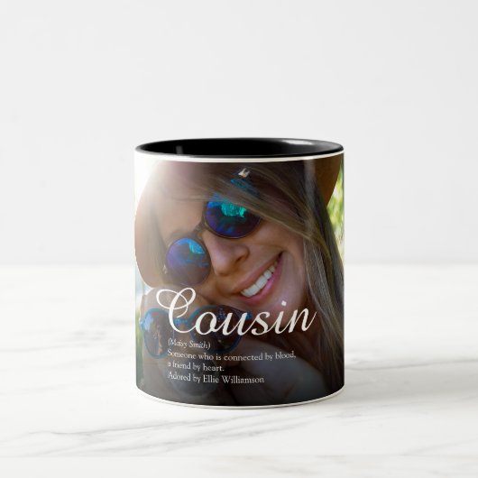 世界の従姉妹最高のの定義の台本写真 ツートーンマグカップ (中央)