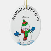 世界の息子最高の雪だるまクリスマス セラミックオーナメント (右)