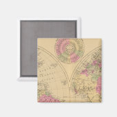 世界の手書きのリトグラフ地図 マグネット (正面/裏面)