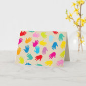 世界の挨拶状のまわりの手 カード (黄色い花)