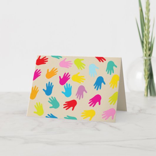 世界の挨拶状のまわりの手 カード (正面)