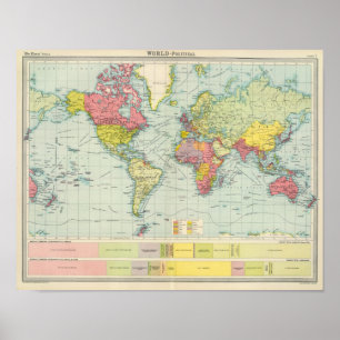 世界の政治地図 ポスター