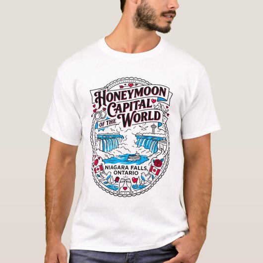 世界の新婚旅行の首都 ナイガラ・フォールズ オンタリオ州 Tシャツ (正面)