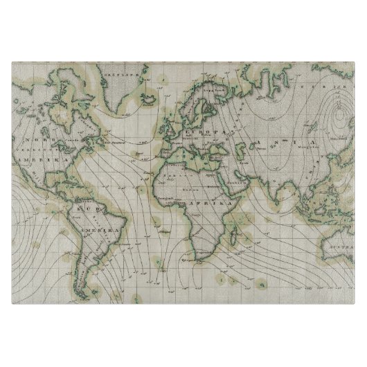 世界の方位角 カッティングボード (正面)