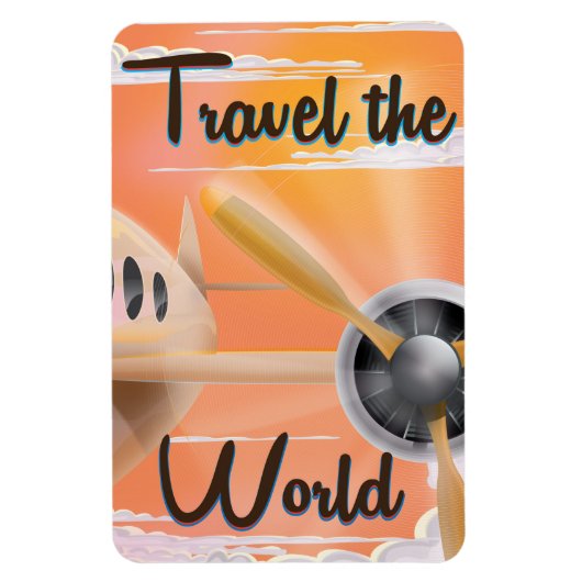 世界の旅クラシック飛行機ポスター 夕方 マグネット (縦)