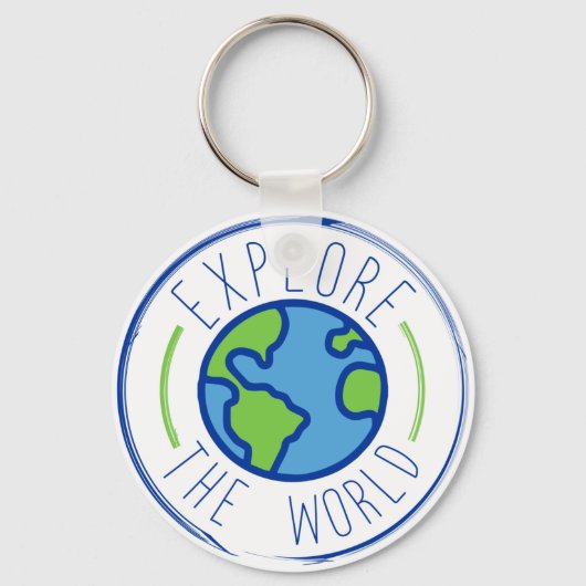 世界の旅行ステッカーを探る キーホルダー (正面)