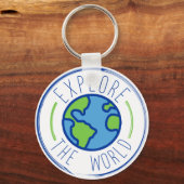 世界の旅行ステッカーを探る キーホルダー (正面)