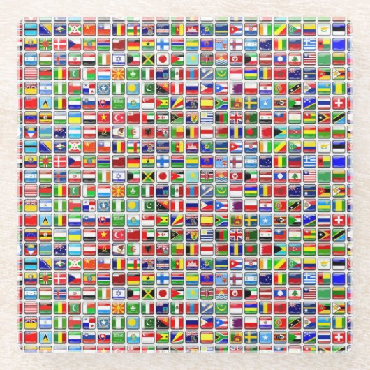 世界の旗 ガラスコースター (正面)