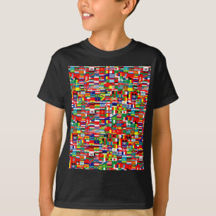 世界の旗-印刷された前部および背部 Tシャツ