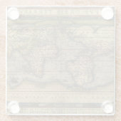 世界の旧式な地図 ガラスコースター (裏面)