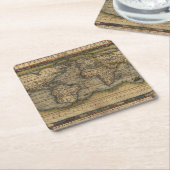 世界の旧式な地図 スクエアペーパーコースター (アングル)