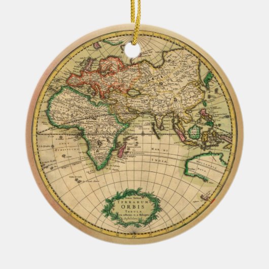 世界の旧式な地図 セラミックオーナメント (正面)