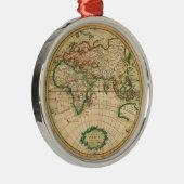 世界の旧式な地図 メタルオーナメント (右)