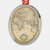 世界の旧式な地図 メタルオーナメント (左)