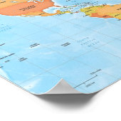 世界の明るい地図 ポスター (角)