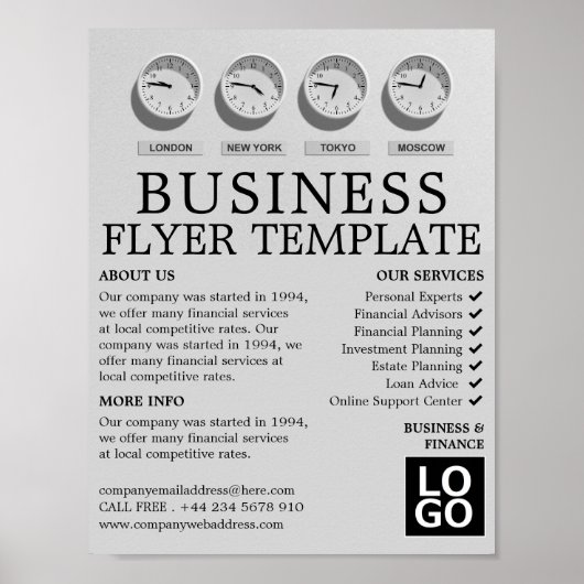 世界の時計、ビジネス、金融広告の ポスター (正面)