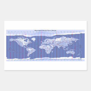 世界の時間帯の地図 長方形シール