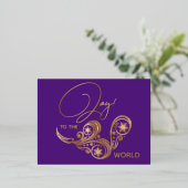 世界の書道への楽モダンしみ 箔シーズンポストカード (立ち正面)