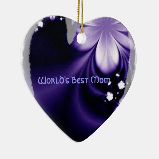 世界の最も最高のなお母さんの紫色の花のハートのオーナメント セラミックオーナメント (右)