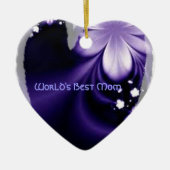世界の最も最高のなお母さんの紫色の花のハートのオーナメント セラミックオーナメント (正面)