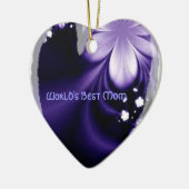 世界の最も最高のなお母さんの紫色の花のハートのオーナメント セラミックオーナメント (左)