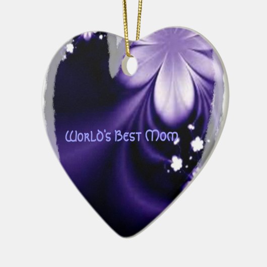 世界の最も最高のなお母さんの紫色の花のハートのオーナメント セラミックオーナメント (左)