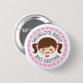 世界の最も最高のな姉の漫画の女の子の茶色の毛 缶バッジ (正面&裏面)