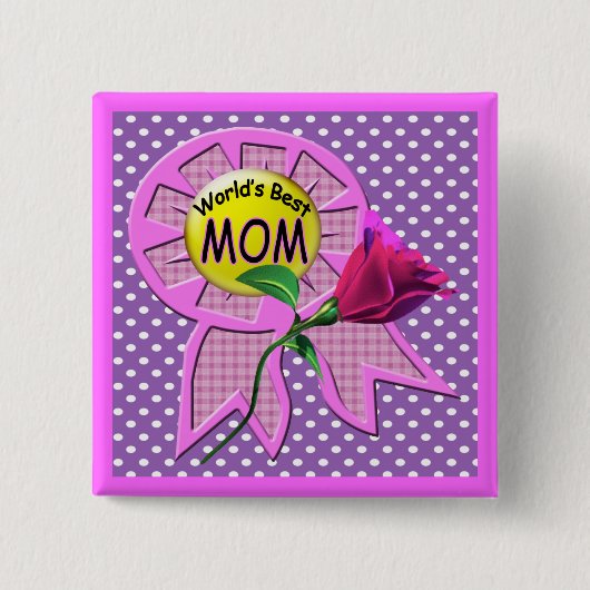 世界の最も最高のな母ボタン 缶バッジ (正面)