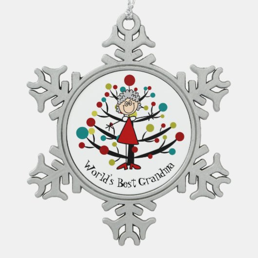 世界の最も最高のな祖母の雪片のオーナメント スノーフレークピューターオーナメント (正面)