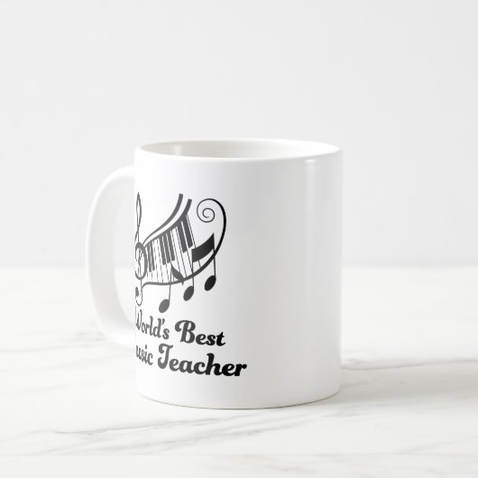 世界の最も最高のな音楽の先生のギフト コーヒーマグカップ (正面左)