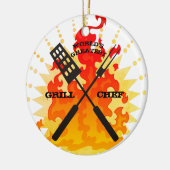 世界の最も素晴らしいグリルのシェフのクリスマスのオーナメント セラミックオーナメント (左)