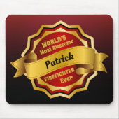 世界の最も素晴らしい消防士の金ゴールドの赤い賞 マウスパッド (正面)
