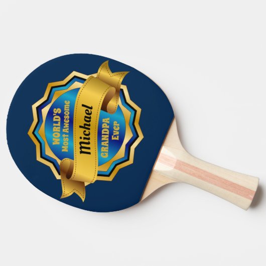 世界の最も素晴らしい祖父の金ゴールドの青い賞 卓球ラケット (横)