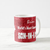 世界の最も素晴らしい義理の息子赤くグランジなV004 コーヒーマグカップ (正面右)