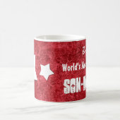 世界の最も素晴らしい義理の息子赤くグランジなV004 コーヒーマグカップ (中央)