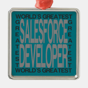 世界の最も素晴らしいSalesforceの開発者 メタルオーナメント