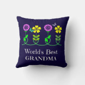 世界の最高のおばあちゃんかわいらしフローラデザイン クッション (裏面)