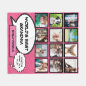 世界の最高のおばあちゃん12フォトピンク フリースブランケット (正面(横))