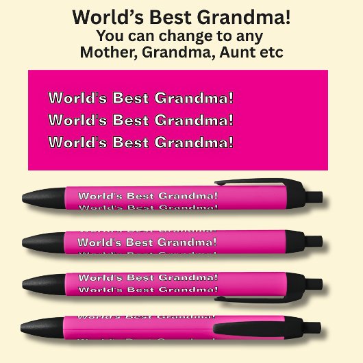 世界の最高のおばあちゃん！-文字の変更 黒ボールペン