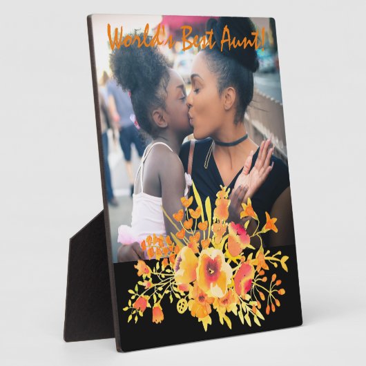 「世界の最高のおばさん」とタンジェリンの野花 フォトプラーク (側面)